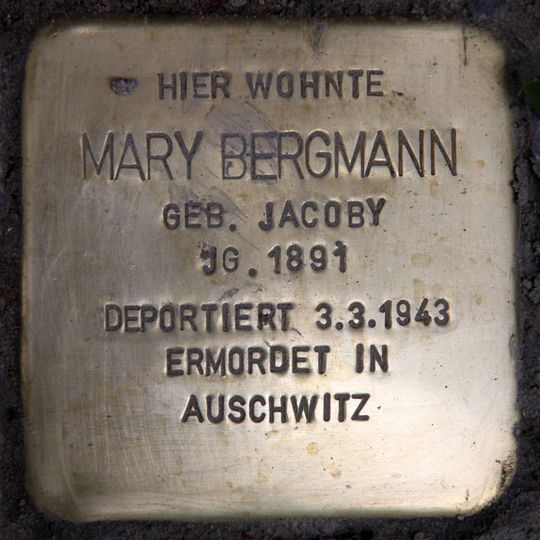Stolperstein dedicated to Mary Bergmann