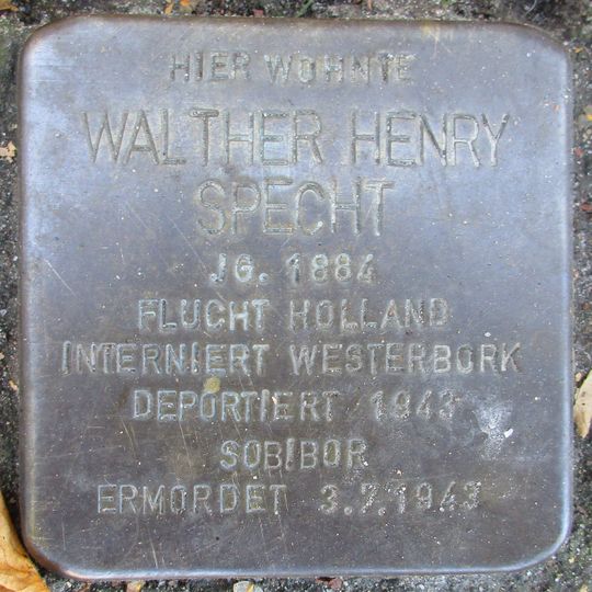 Stolperstein dedicated to Walther Henry Specht