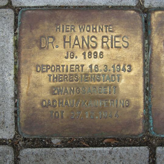 Stolperstein en memoria de Hans Ries