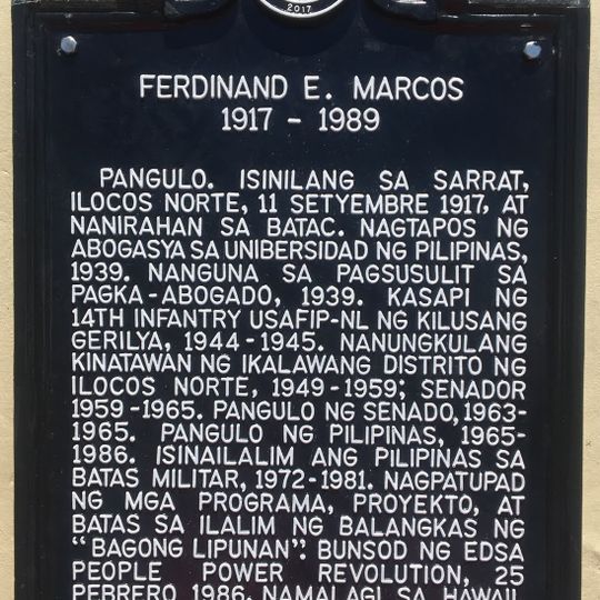Ferdinand E. Marcos historical marker