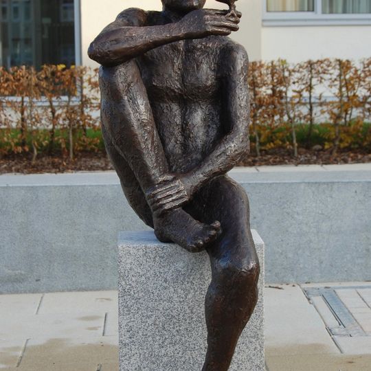 Sitting male with dove