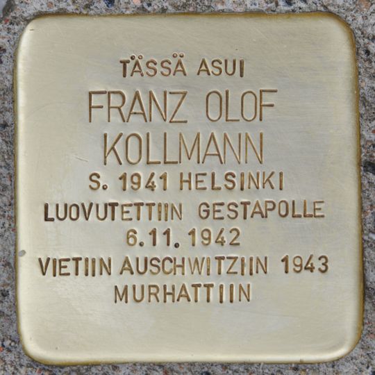 Stolperstein dedicated to Franz Olof Kollmann