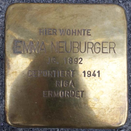 Stolperstein dedicated to Emma Neuburger
