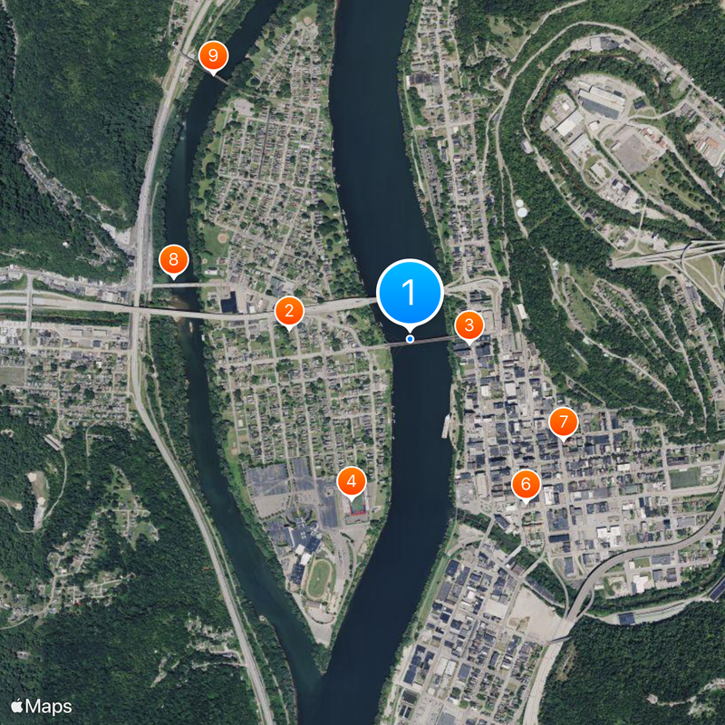 Wheeling Suspension Bridge Mapa