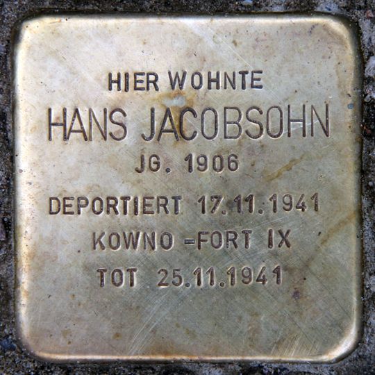 Stolperstein en memoria de Hans Jacobsohn