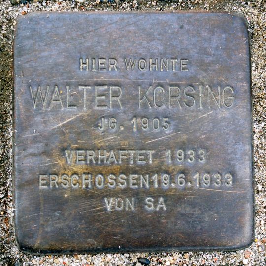 Stolperstein à la mémoire de Walter Korsing
