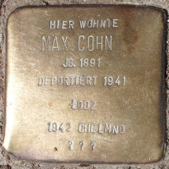 Stolperstein dedicated to Max Cohn