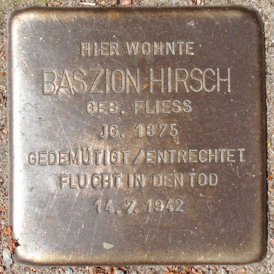 Stolperstein dedicated to Baszion Hirsch