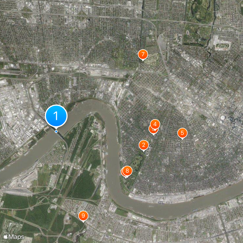 Huey P. Long Bridge Kaart