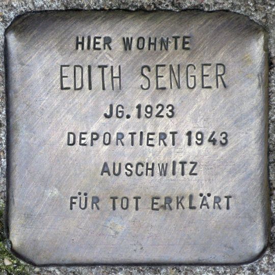 Stolperstein dedicated to Edith Senger
