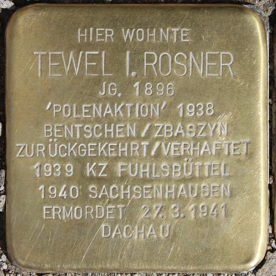 Stolperstein en memoria de Tewel I. Rosner