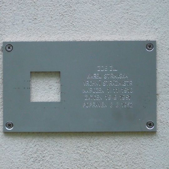 Plaque to Karel Strmiska