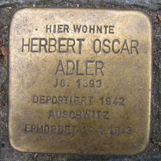 Stolperstein dedicated to Herbert Oscar Adler