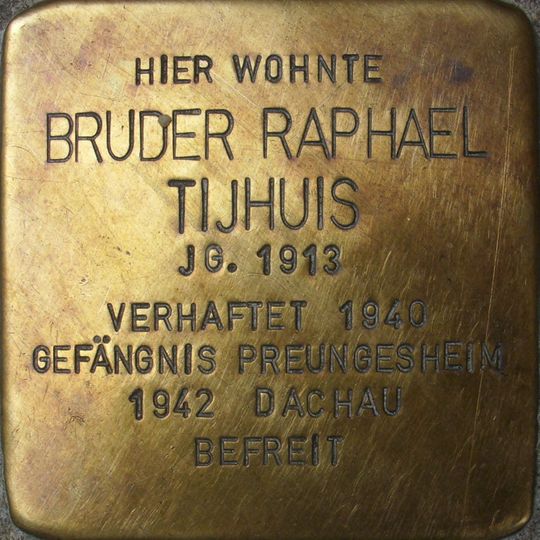 Stolperstein en memoria de Bruder Raphael Tijhuis