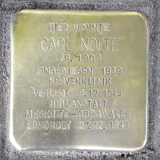 Stolperstein dedicated to Carl Nolte