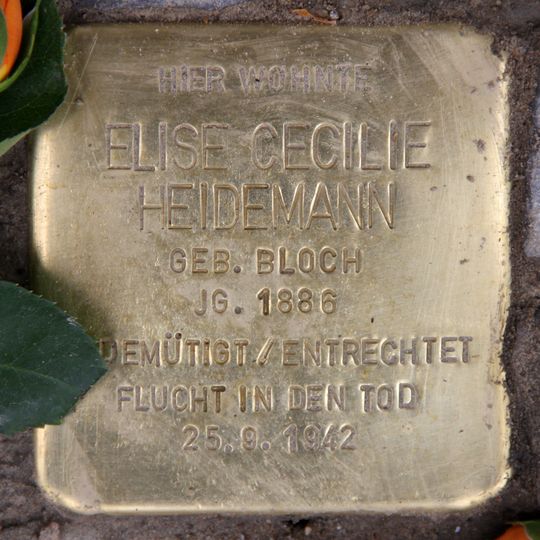 Stolperstein dedicated to Elise Cecilie Heidemann