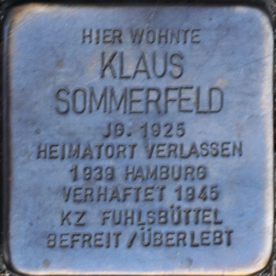 Stolperstein dedicated to Klaus Sommerfeld