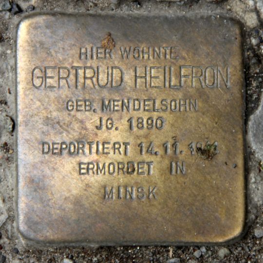 Stolperstein dedicated to Gertrud Heilfron