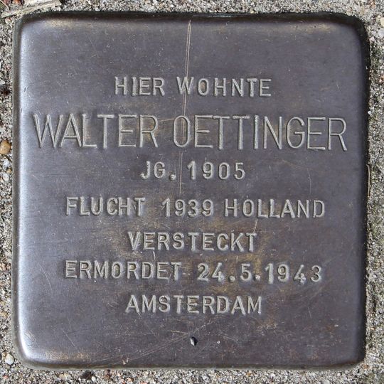 Stolperstein en memoria de Walter Oettinger