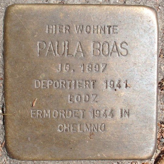 Stolperstein dedicated to Paula Boas