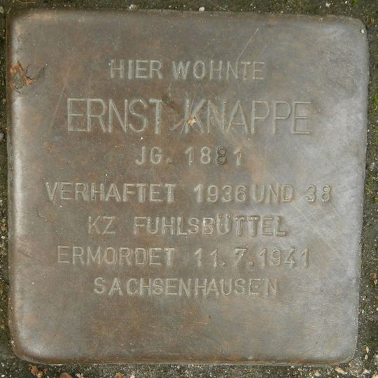 Stolperstein en memoria de Ernst Knappe