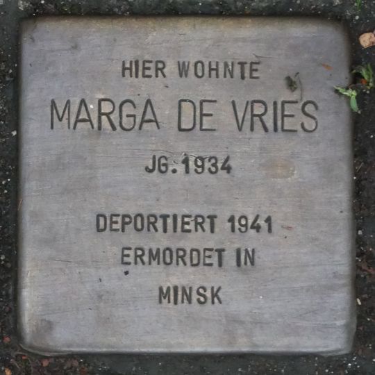 Stolperstein dedicated to Marga de Vries