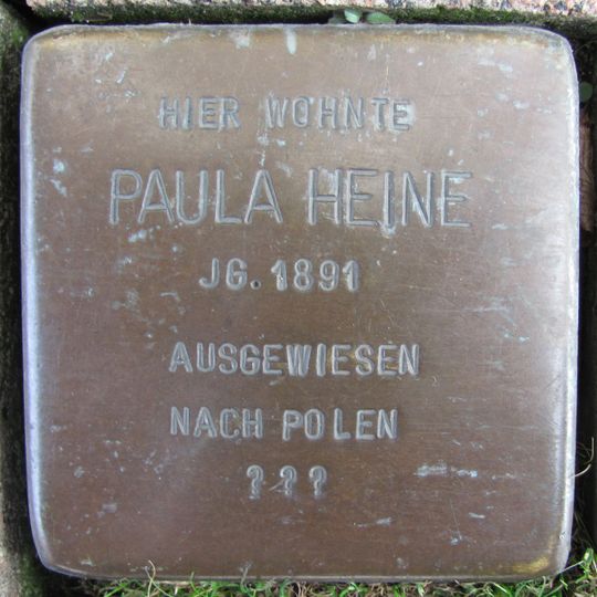 Stolperstein dedicated to Paula Heine