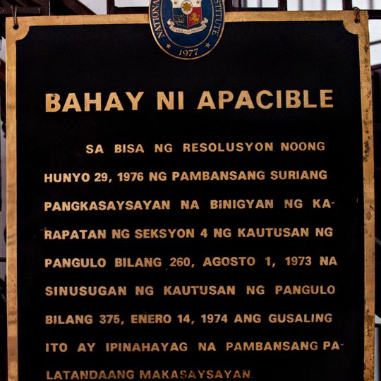 House of Apacible historical marker
