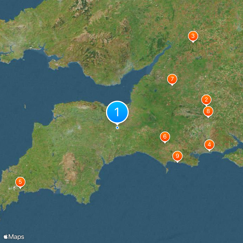 Sudoeste da Inglaterra Mapa