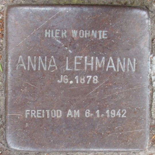 Stolperstein dedicated to Anna Lehmann
