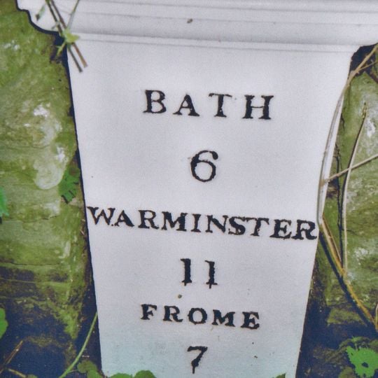 Milepost, between village sign and 30 mph signs on southern edge of Hinton Charterhouse