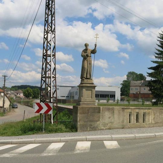 Statue of Saint Cyril on the stone bridge in Vamberk