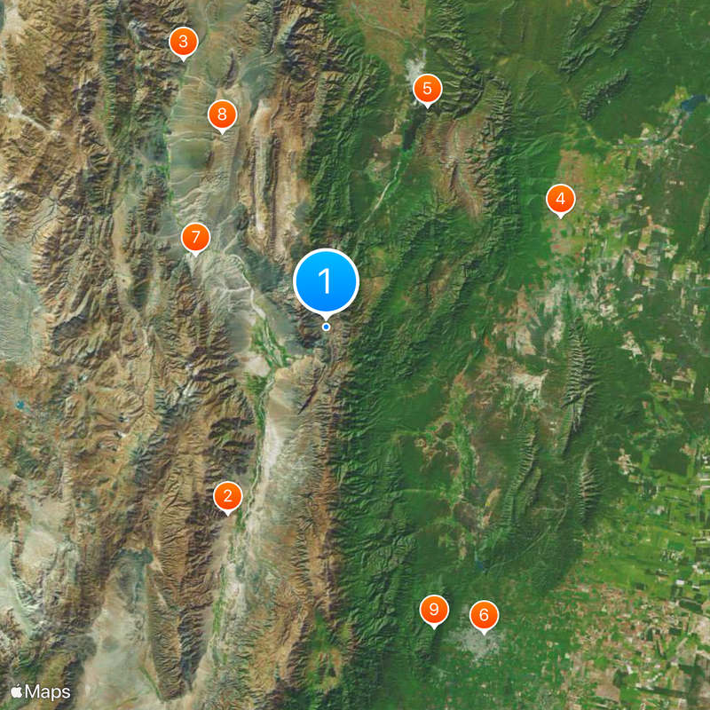 Quebrada de las Conchas Map