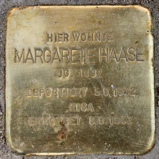 Stolperstein dedicated to Margarethe Haase