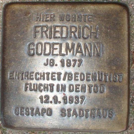 Stolperstein en memoria de Friedrich Godelmann