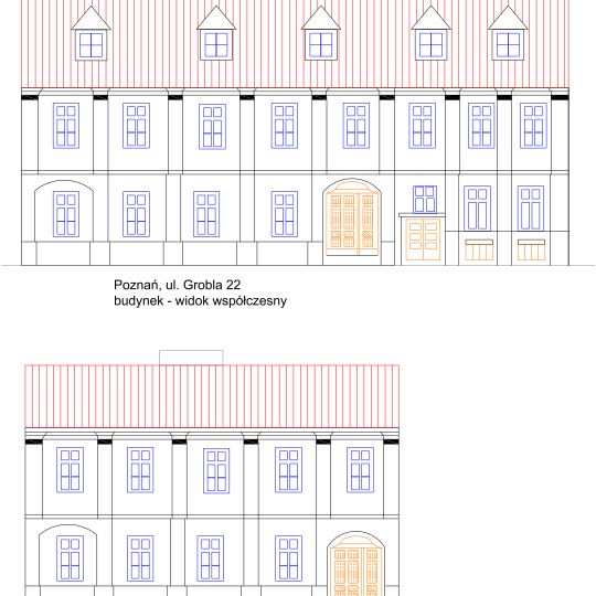Zabytkowe budynki przy ulicy Grobla 22 w Poznaniu