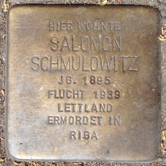 Stolperstein dedicated to Salomon Schmulowitz