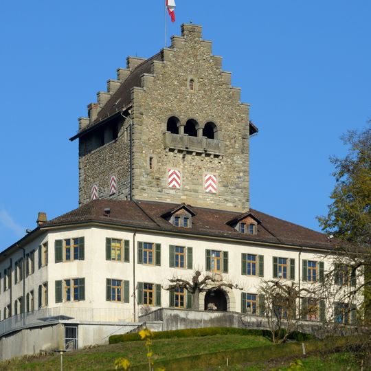 Castle with outbuildings and garden