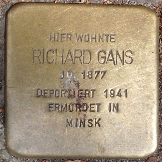 Stolperstein dedicated to Richard Gans