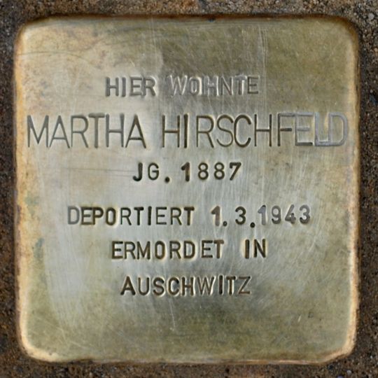 Stolperstein dedicated to Martha Hirschfeld