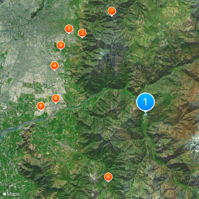 Cajón del Maipo Map