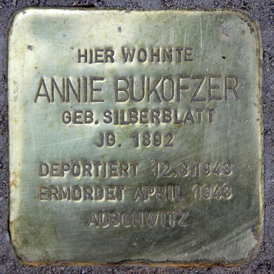 Stolperstein dedicated to Annie Bukofzer