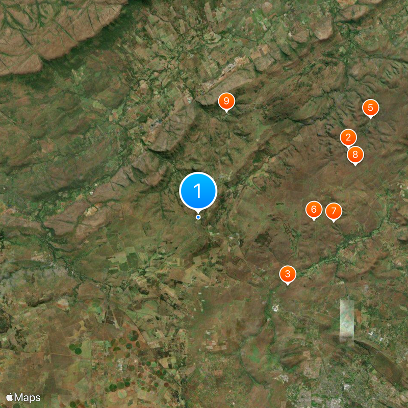 Sites des hominidés fossiles d'Afrique du Sud Carte