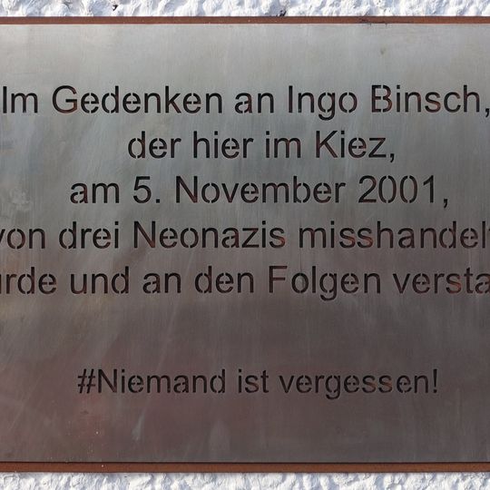 Gedenktafel für Ingo Binsch