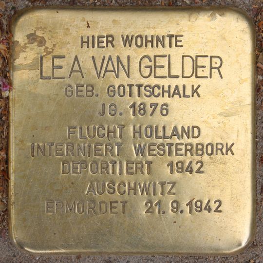 Stolperstein dedicated to Lea van Gelder