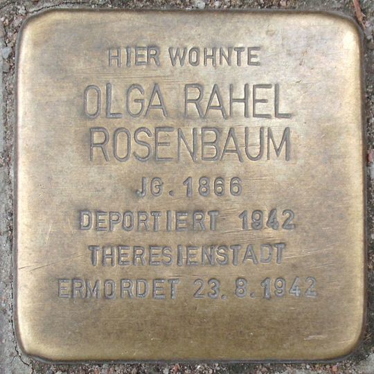 Stolperstein à la mémoire d’Olga Rahel Rosenbaum