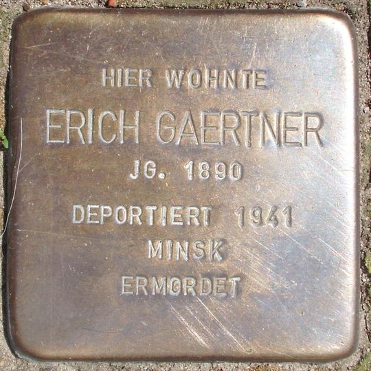 Stolperstein dedicated to Erich Gaertner