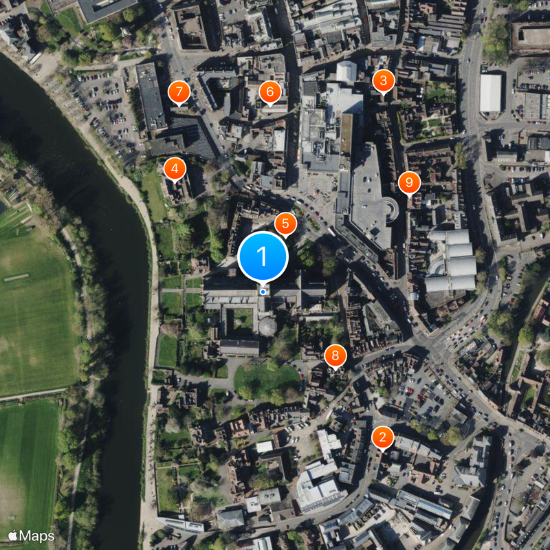Worcester Cathedral Map