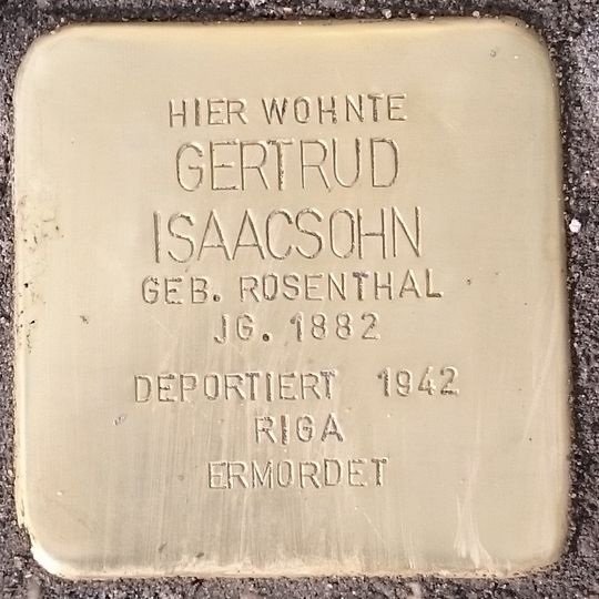 Stolperstein dedicated to Gertrud Isaacsohn