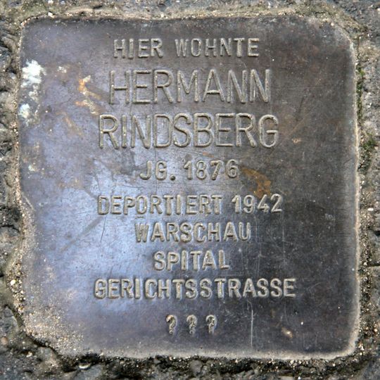 Stolperstein dedicated to Hermann Rindsberg